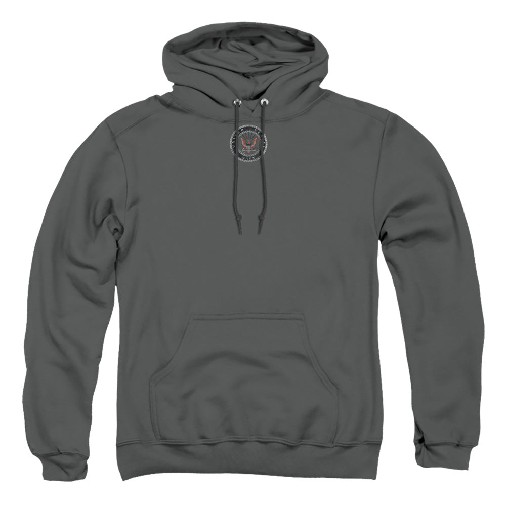 Navy Rough Emblem Mens Hoodie Charcoal Officially Licensed