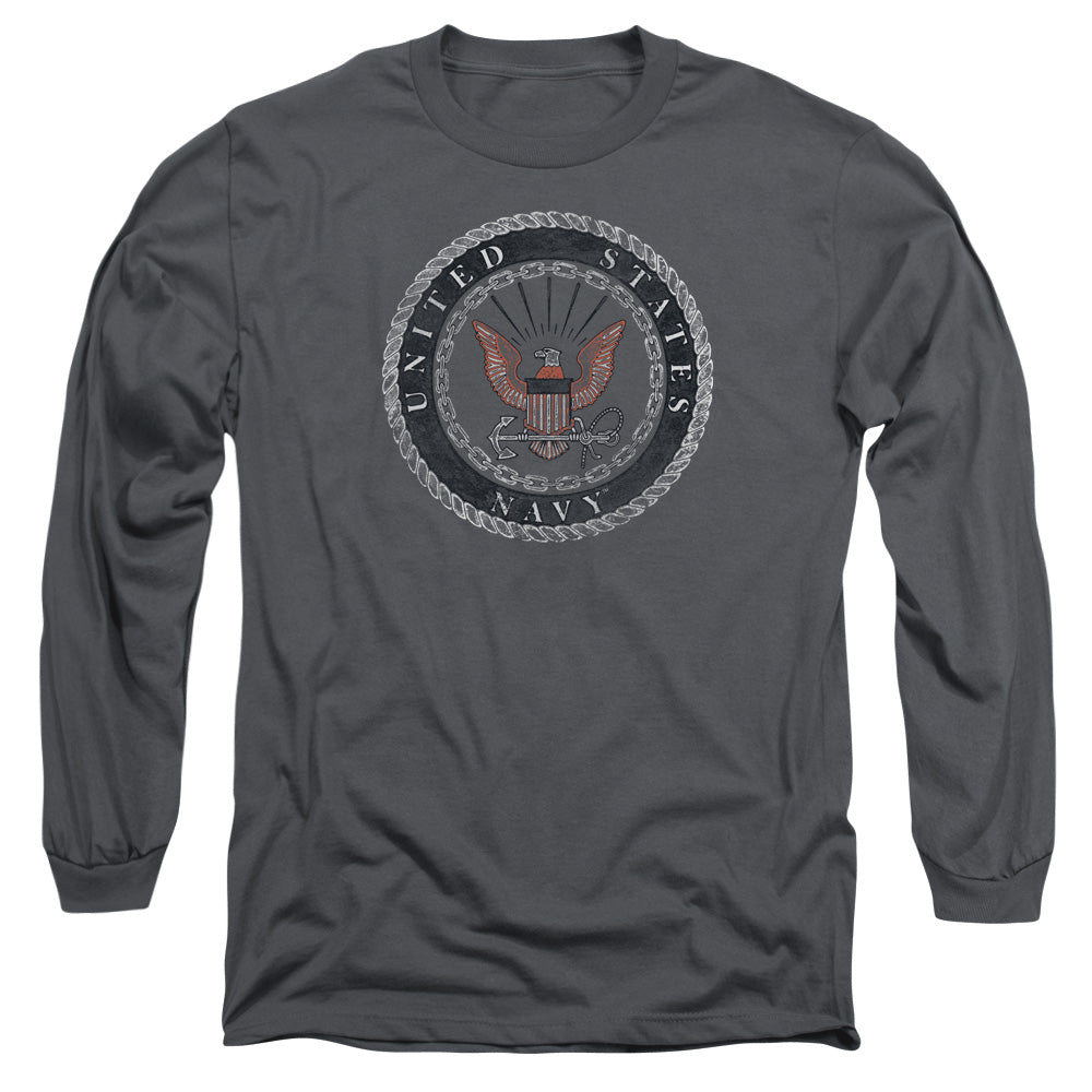 Navy Rough Emblem Mens Long Sleeve Shirt Charcoal Officially Licensed