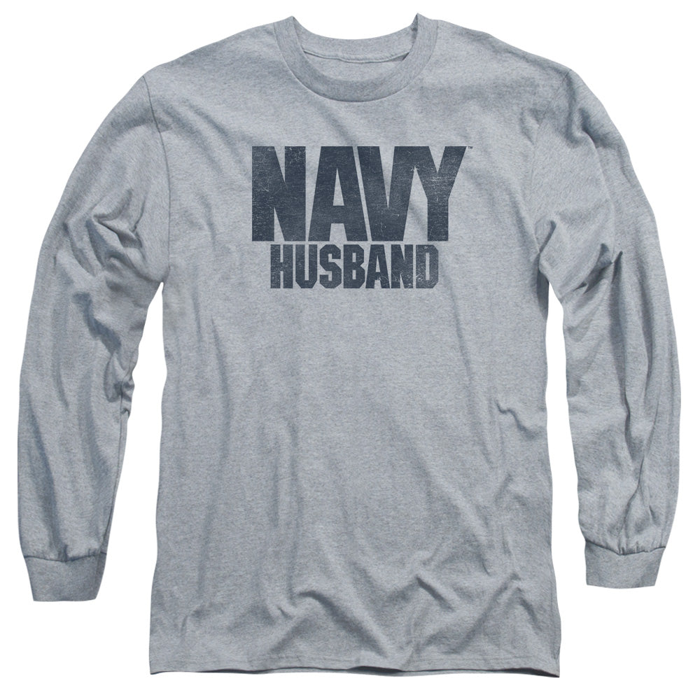 Navy Husband Mens Long Sleeve Shirt Athletic Heather Officially Licensed
