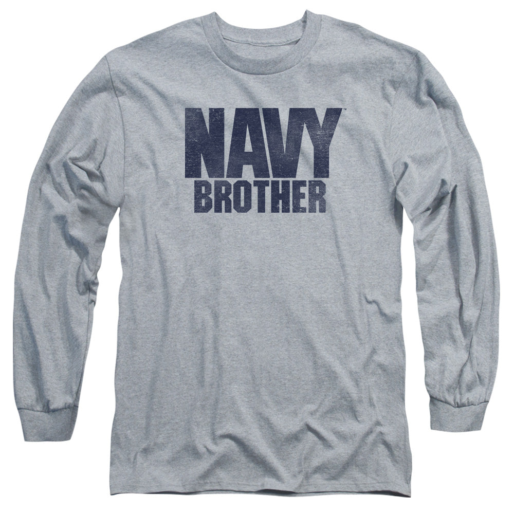 Navy Brother Mens Long Sleeve Shirt Athletic Heather Officially Licensed