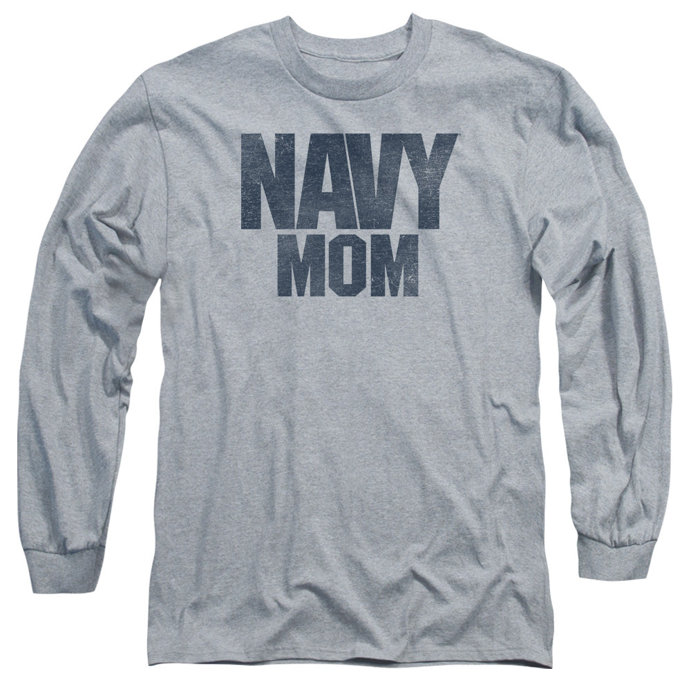 Navy Navy Mom Mens Long Sleeve Shirt Athletic Heather Officially Licensed