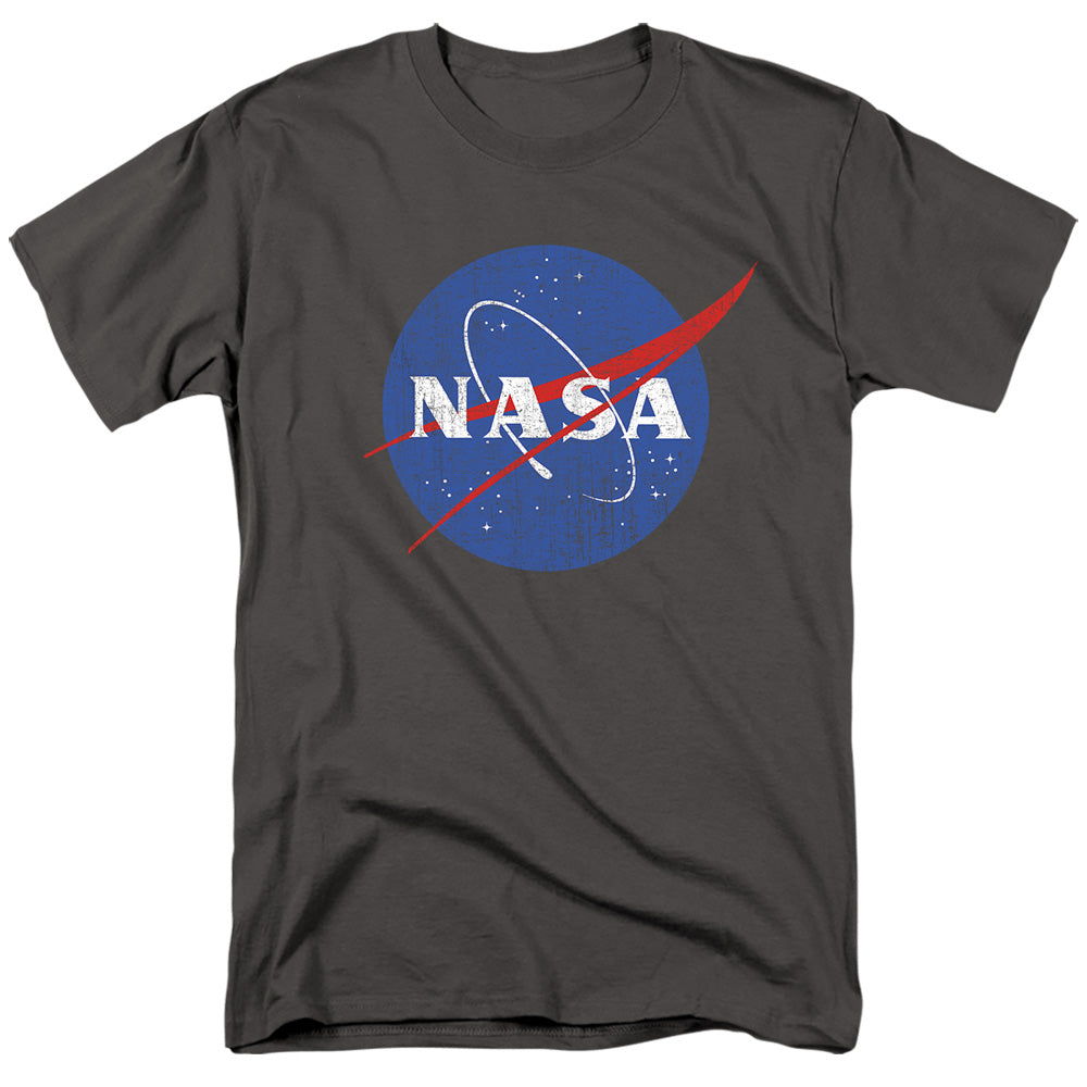 Nasa Meatball Logo Distressed Mens T Shirt Charcoal Officially Licensed
