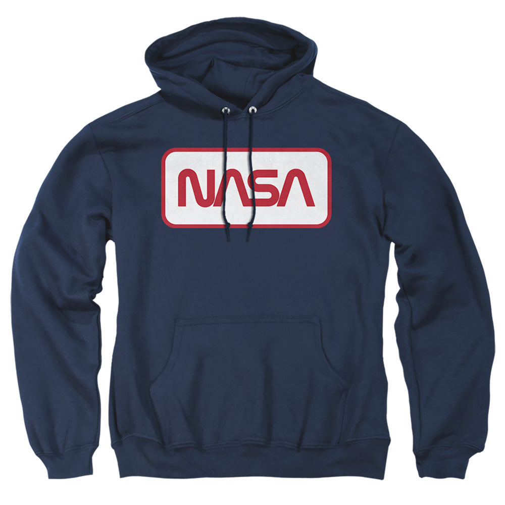 Nasa Rectangular Logo Mens Hoodie Navy Officially Licensed