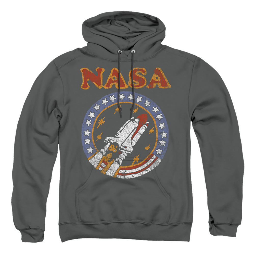 Nasa Retro Shuttle Mens Hoodie Charcoal Officially Licensed