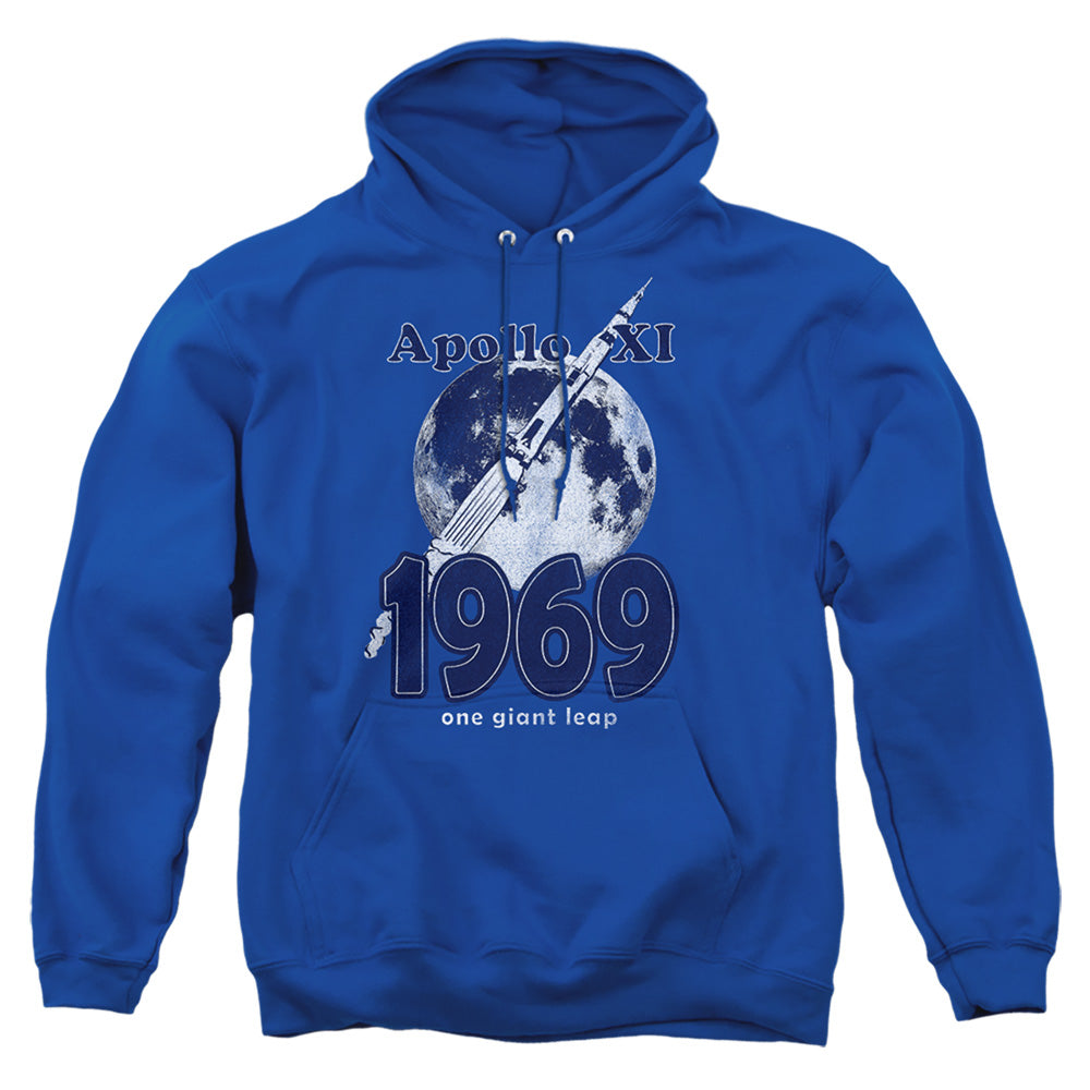 Nasa One Giant Leap Mens Hoodie Royal Blue Officially Licensed