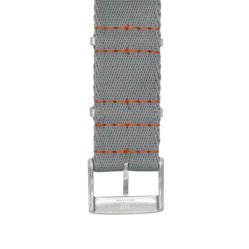 Eco-Friendly Nylon Military Watch Strap - Grey - Orange Stitches