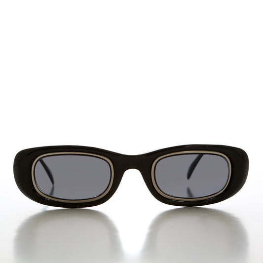 Metal Inlay Rectangular Vintage Sunglasses - Neville