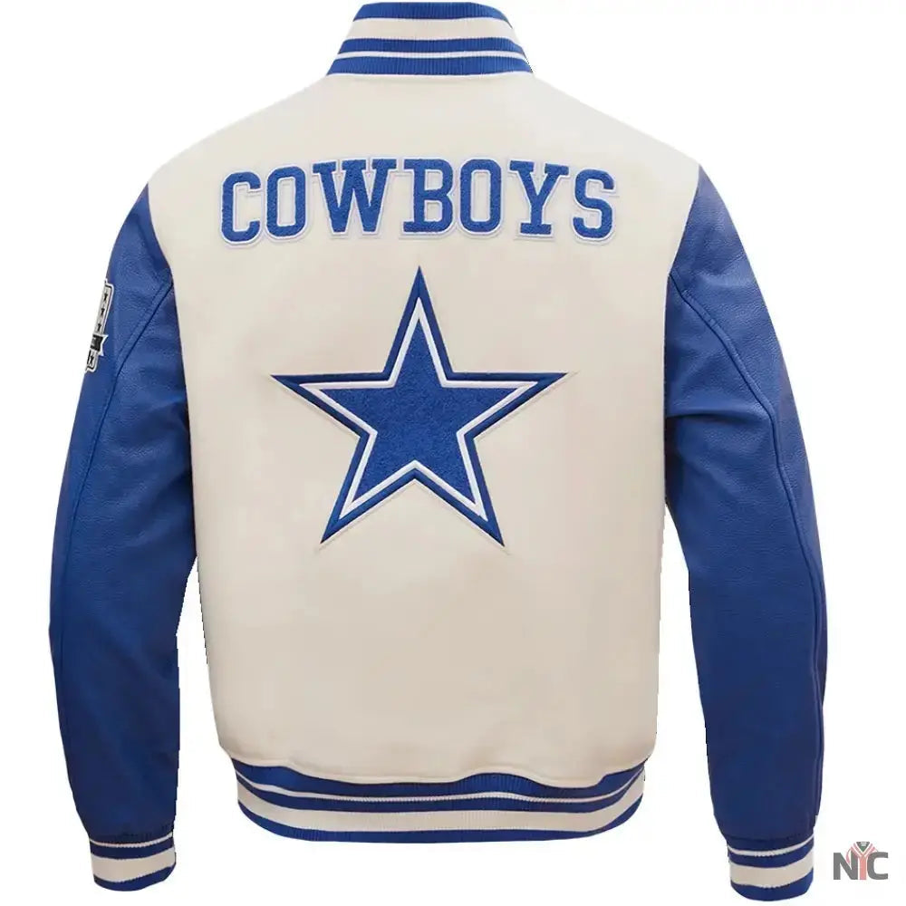 NFL Dallas Cowboys White And Blue Varsity Jacket
