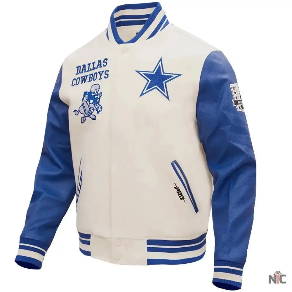 NFL Dallas Cowboys White And Blue Varsity Jacket