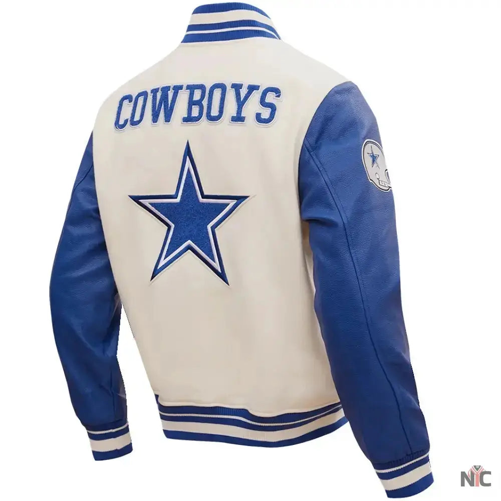 NFL Dallas Cowboys White And Blue Varsity Jacket