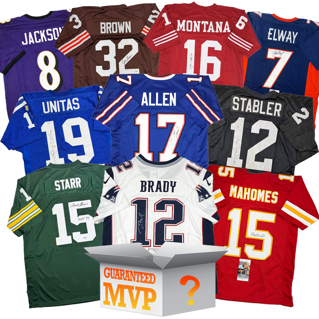 MVPs Autographed/Signed Football Jersey Mystery Box with PSA JSA or Beckett COA