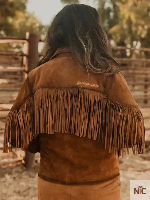 NFR 2024 Ladies Suede Leather Fringe Jacket