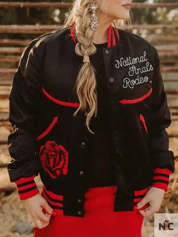 NFR Las Vegas Black Varsity Bomber Jacket