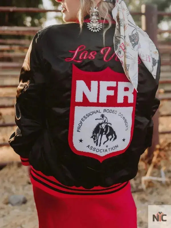 NFR Las Vegas Black Varsity Bomber Jacket