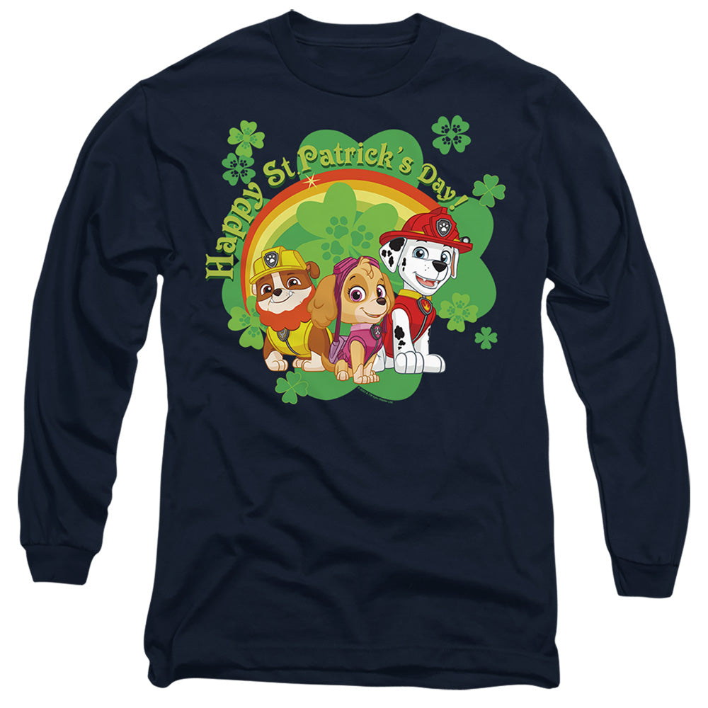 Paw Patrol St. Patrick'S Day Team Mens Long Sleeve Shirt Navy Officially Licensed