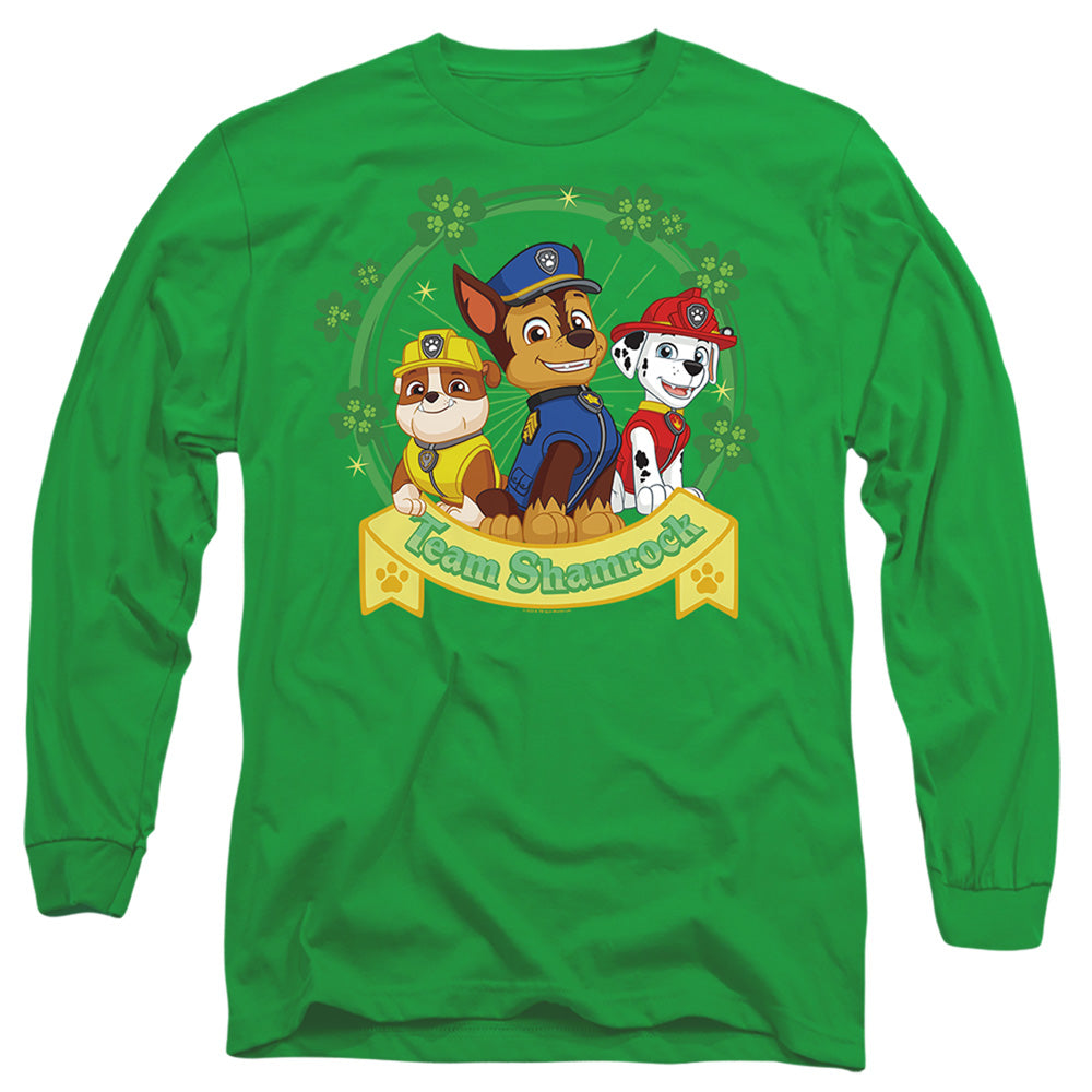 Paw Patrol St. Patrick'S Day Team Shamrock Mens Long Sleeve Shirt Kelly Green Officially Licensed