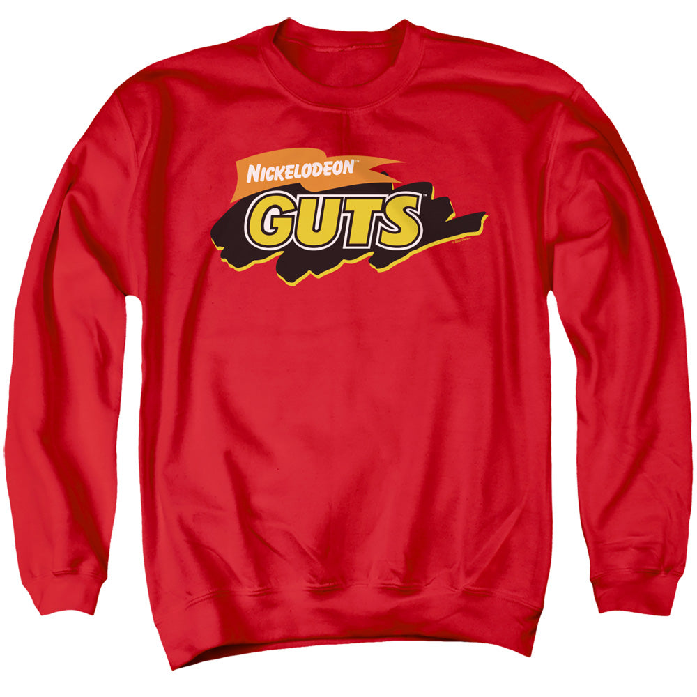 Nickelodeon Guts Guts Logo Mens Crewneck Sweatshirt Red Officially Licensed
