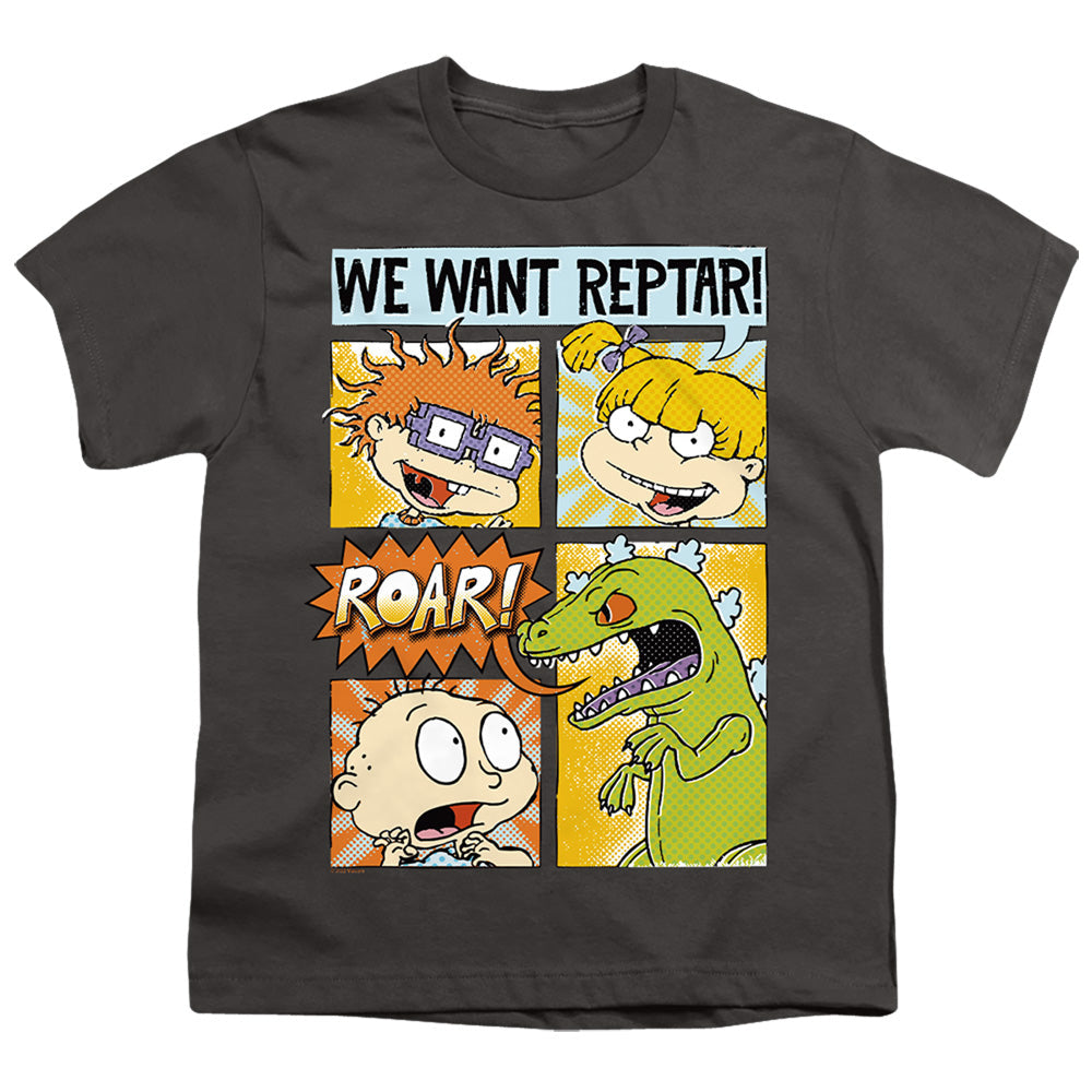 Rugrats We Want Reptar! Comic Kids Youth T Shirt Charcoal Officially Licensed