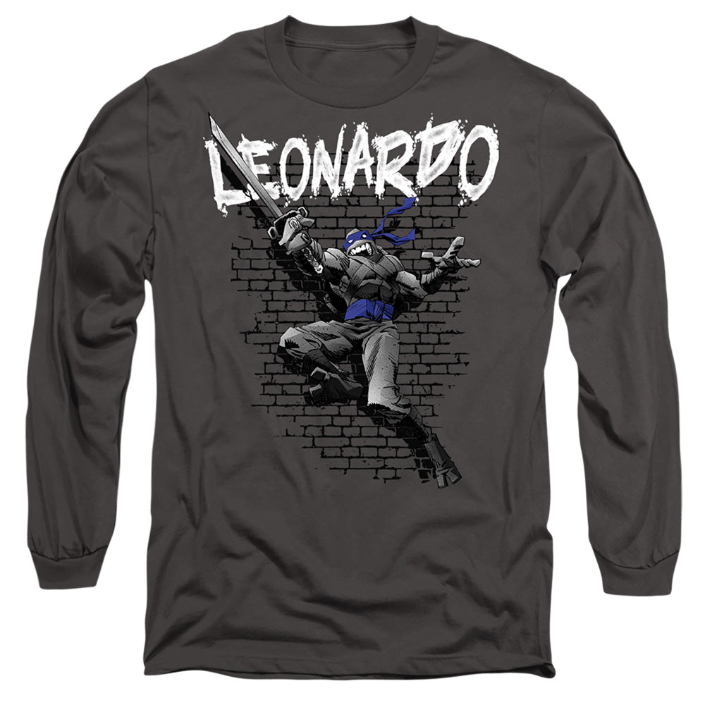 Tmnt Tmnt Leonardo Mens Long Sleeve Shirt Charcoal Officially Licensed