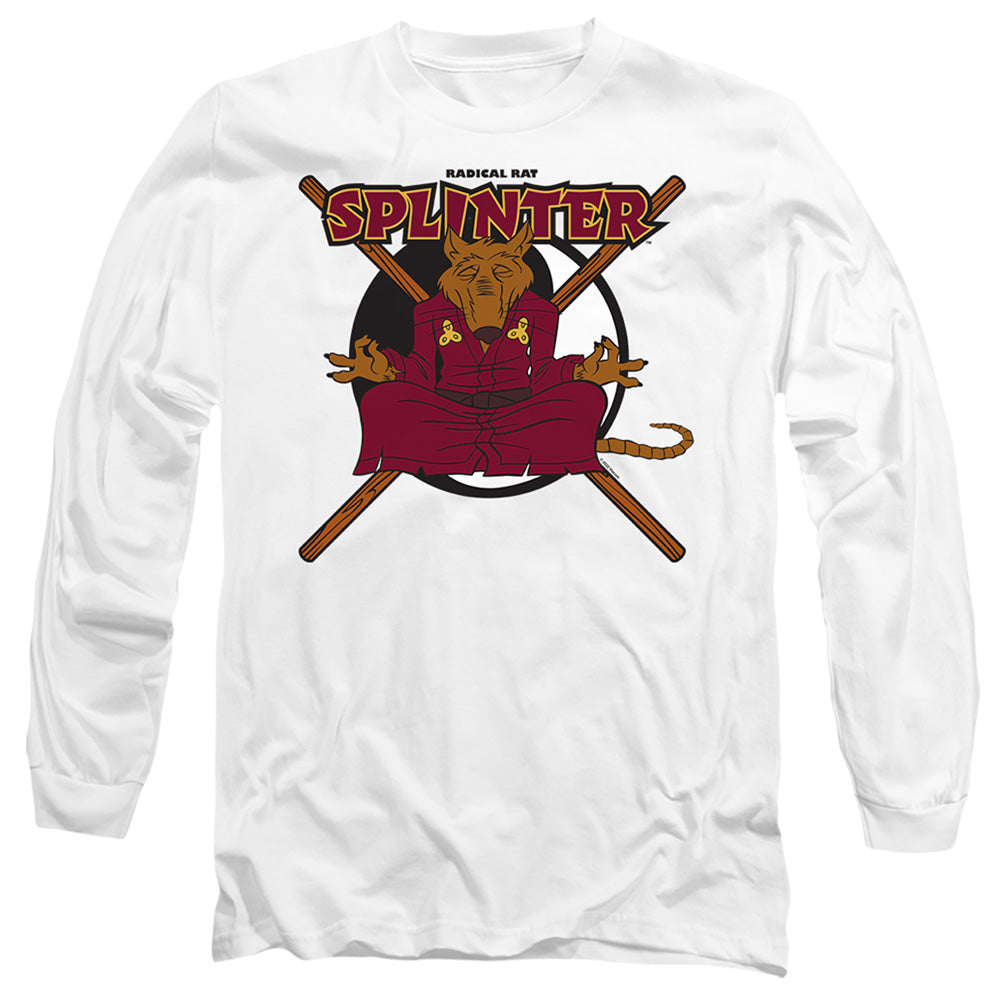 Tmnt Radical Rat Splinter Mens Long Sleeve Shirt White Officially Licensed