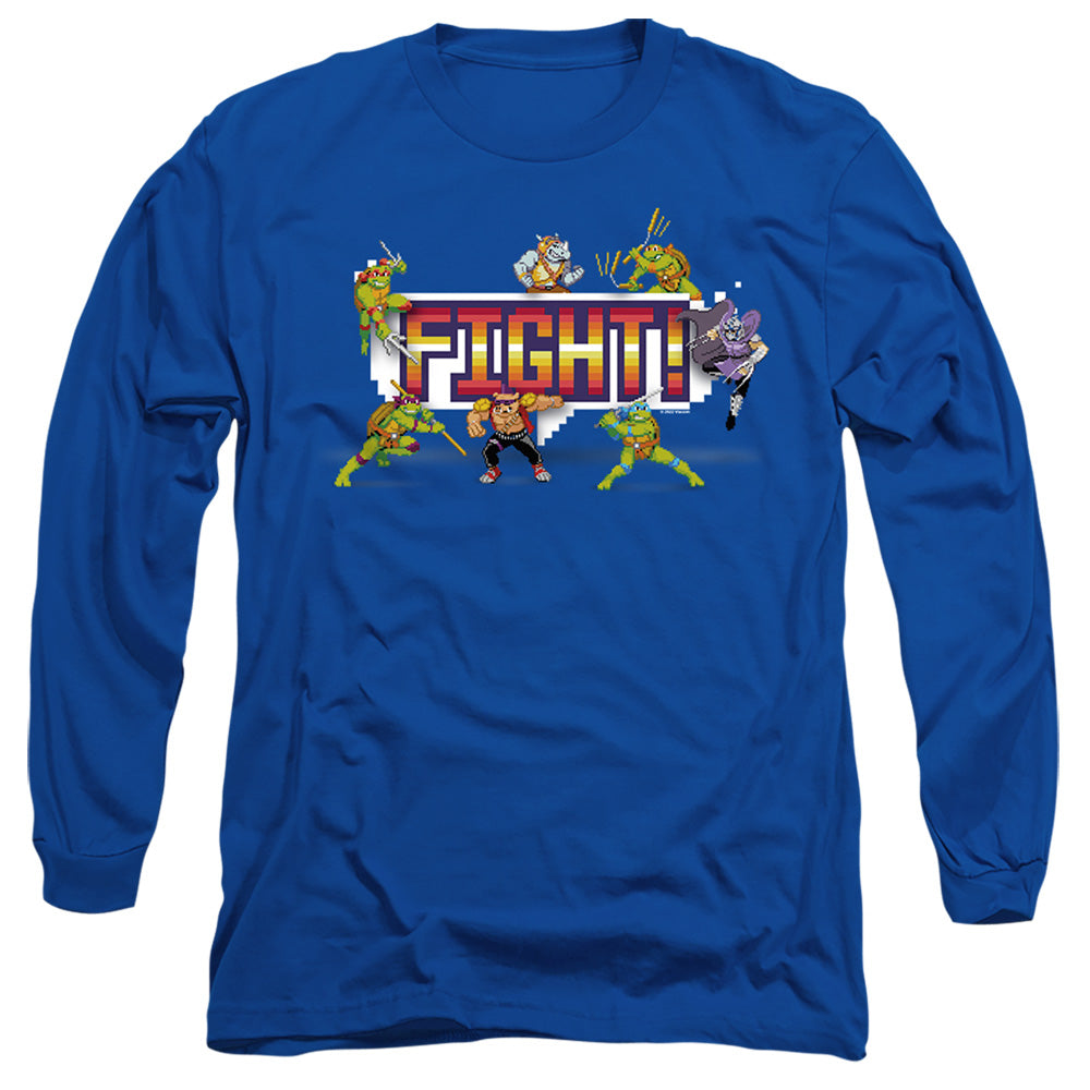 Tmnt Arcade Fight Mens Long Sleeve Shirt Royal Officially Licensed