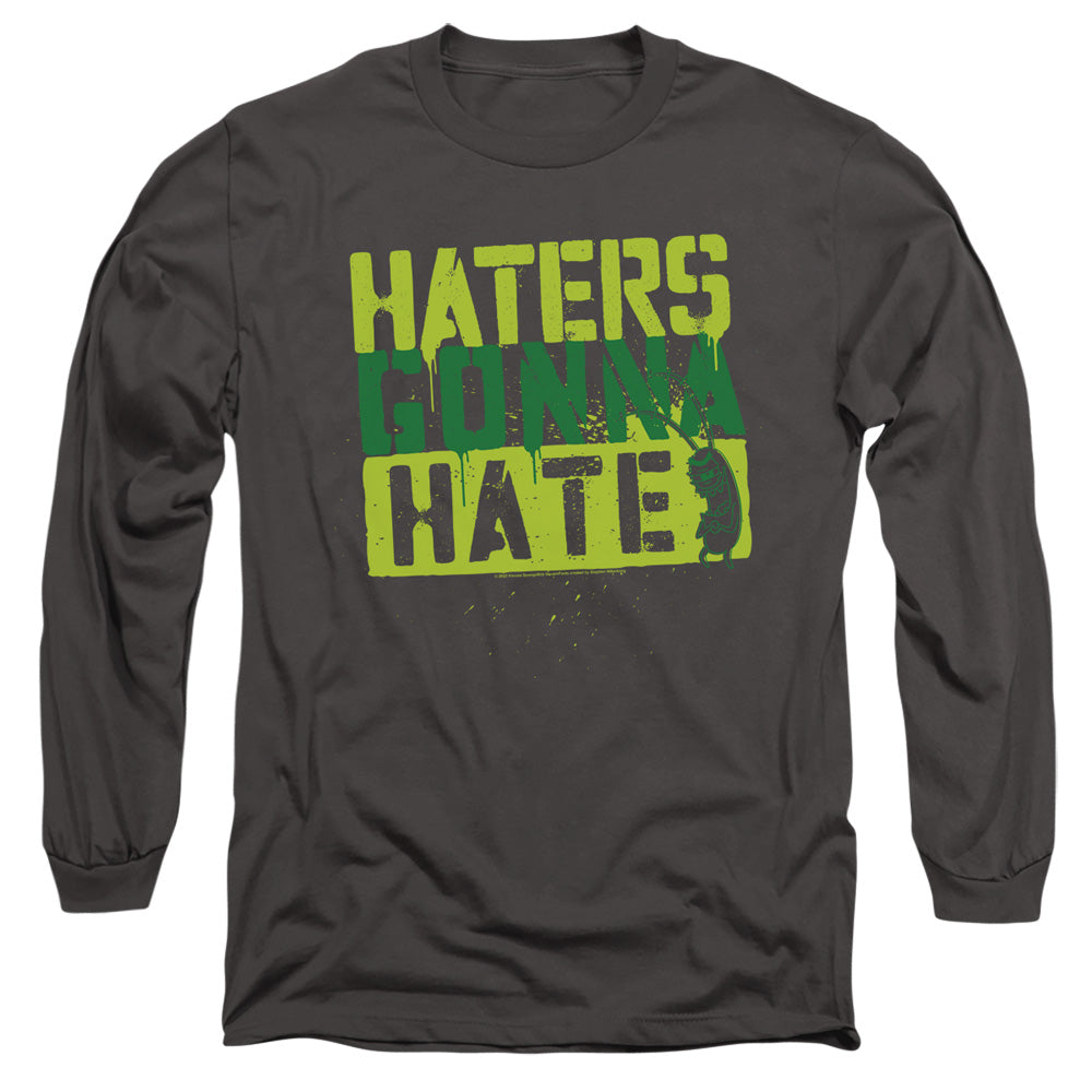 Spongebob Haters Gonna Hate Mens Long Sleeve Shirt Charcoal Officially Licensed