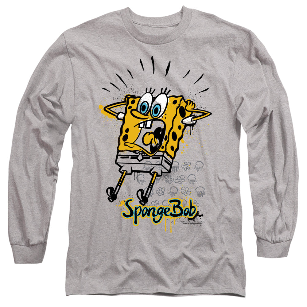 Spongebob Shocking! Mens Long Sleeve Shirt Athletic Heather Officially Licensed