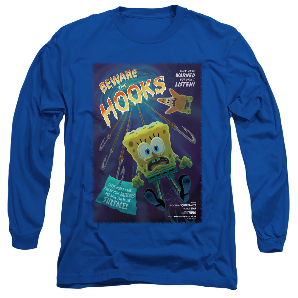 Spongebob Beware The Hooks Mens Long Sleeve Shirt Royal Officially Licensed
