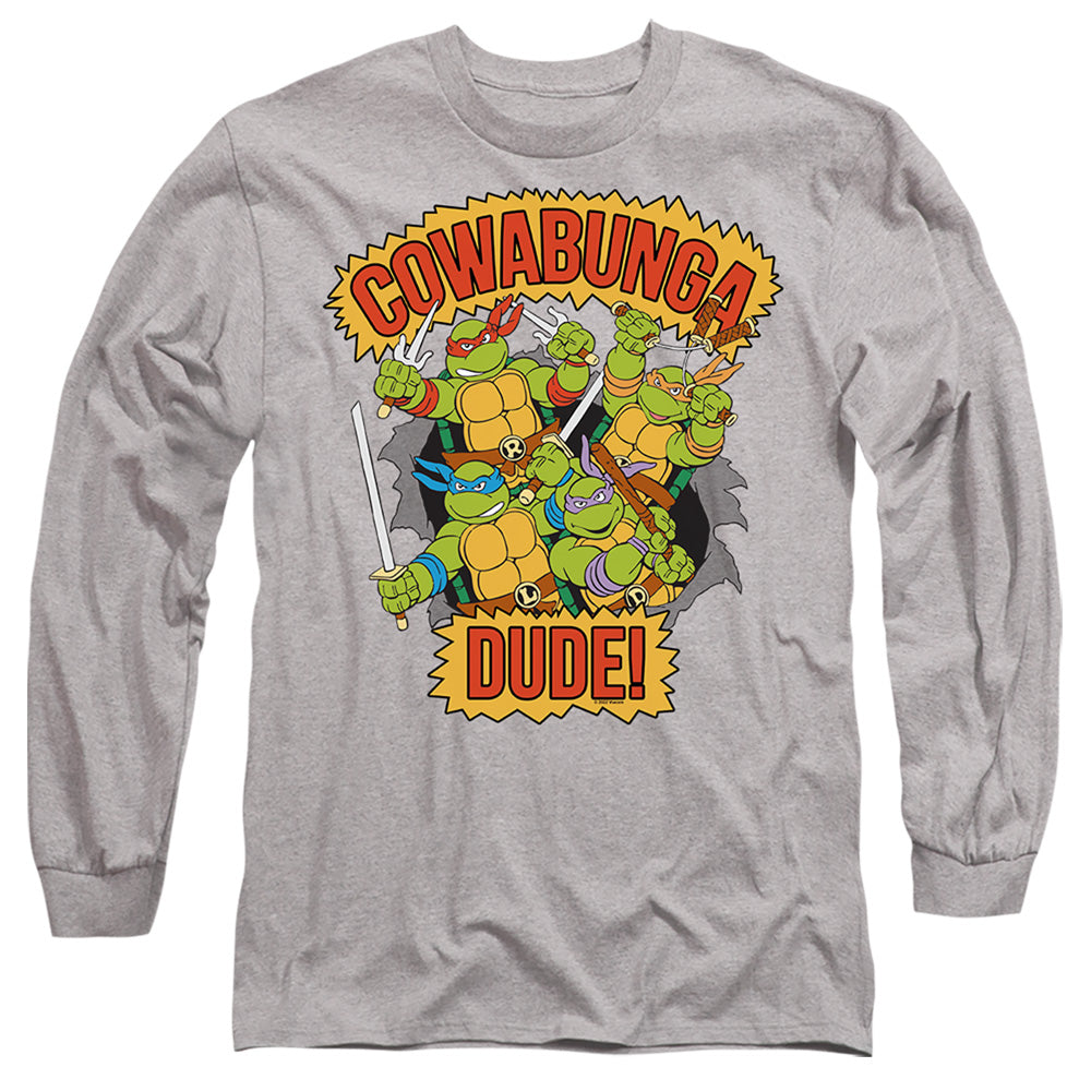 Tmnt Cowabunga Dude Mens Long Sleeve Shirt Athletic Heather Officially Licensed