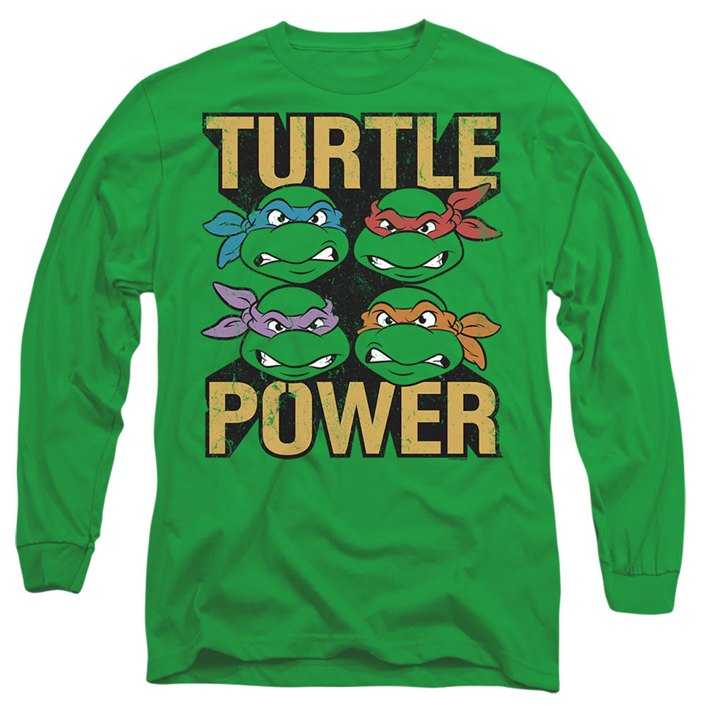 Tmnt Turtle Power Mens Long Sleeve Shirt Kelly Green Officially Licensed
