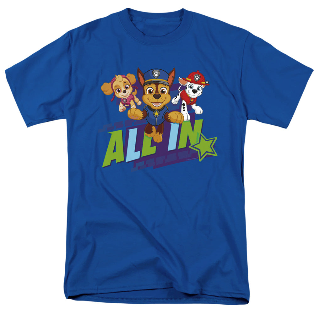 Paw Patrol All In Mens T Shirt Royal Blue Officially Licensed