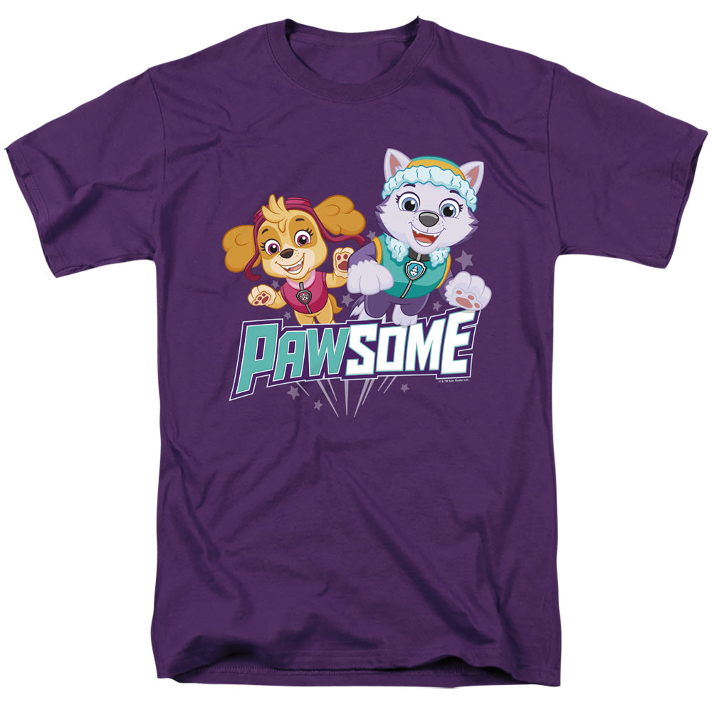 Paw Patrol Pawsome Skye & Everest Mens T Shirt Purple Officially Licensed