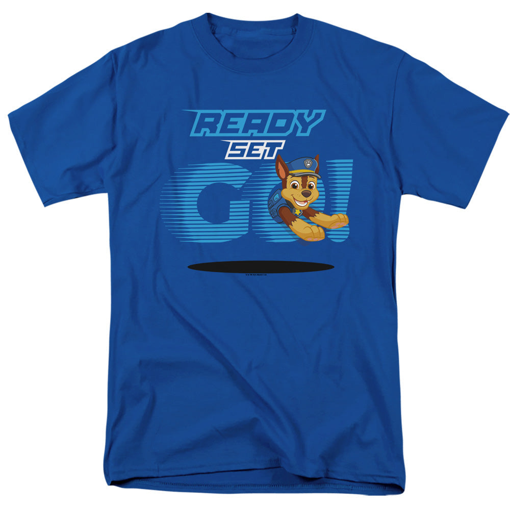 Paw Patrol Ready Set Go! Chase Mens T Shirt Royal Blue Officially Licensed