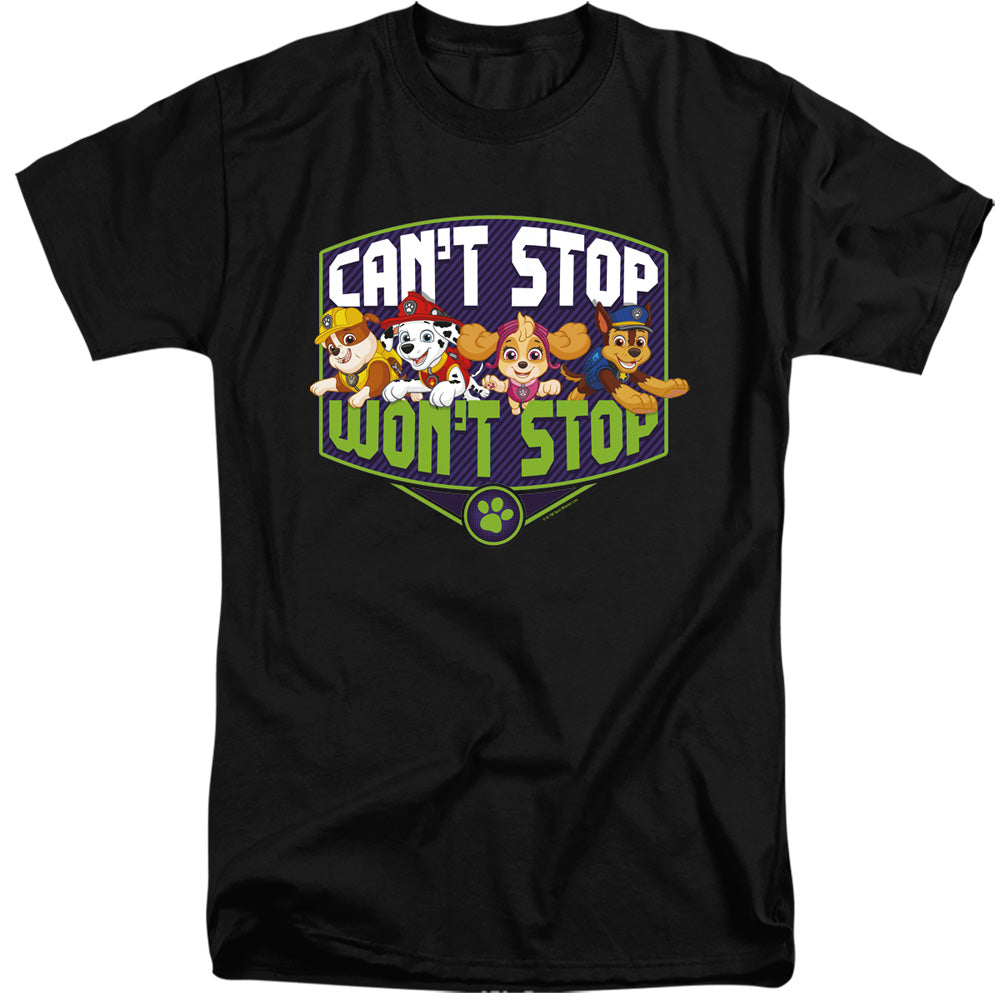 Paw Patrol Can'T Stop Won'T Stop Mens Tall T Shirt Black Officially Licensed