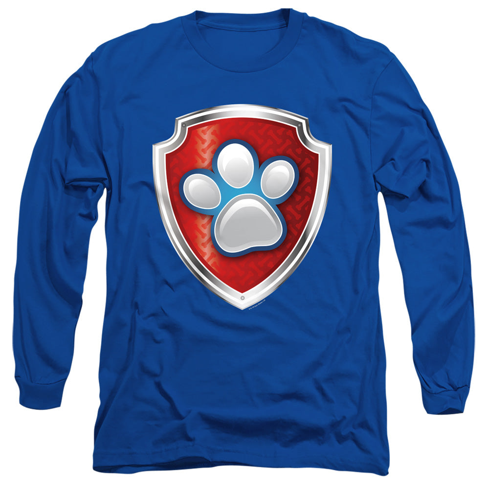 Paw Patrol Badge Mens Long Sleeve Shirt Royal Blue Officially Licensed