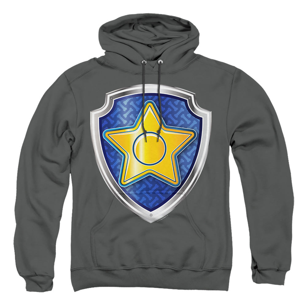 Paw Patrol Chase Badge Mens Hoodie Charcoal Officially Licensed