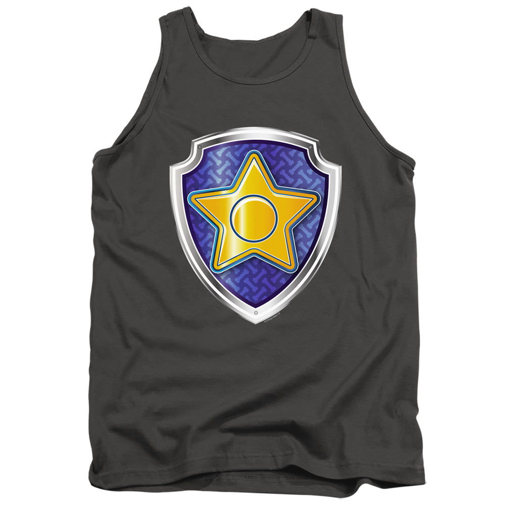 Paw Patrol Chase Badge Mens Tank Top Shirt Charcoal Officially Licensed