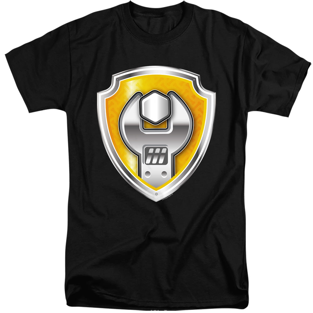 Paw Patrol Rubble Badge Mens Tall T Shirt Black Officially Licensed