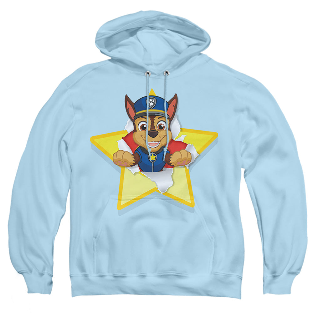 Paw Patrol Chase Torn Star Mens Hoodie Light Blue Officially Licensed