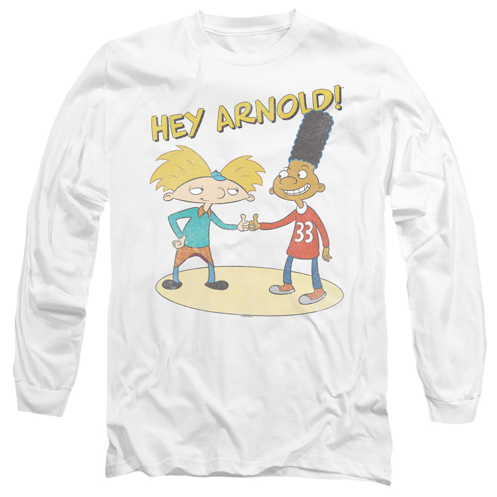 Hey Arnold And Gerald With Logo Mens Long Sleeve Shirt White Officially Licensed
