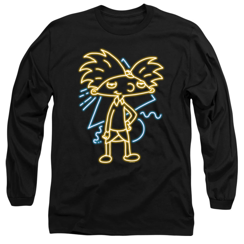 Hey Arnold Hey Arnold Neon Mens Long Sleeve Shirt Black Officially Licensed