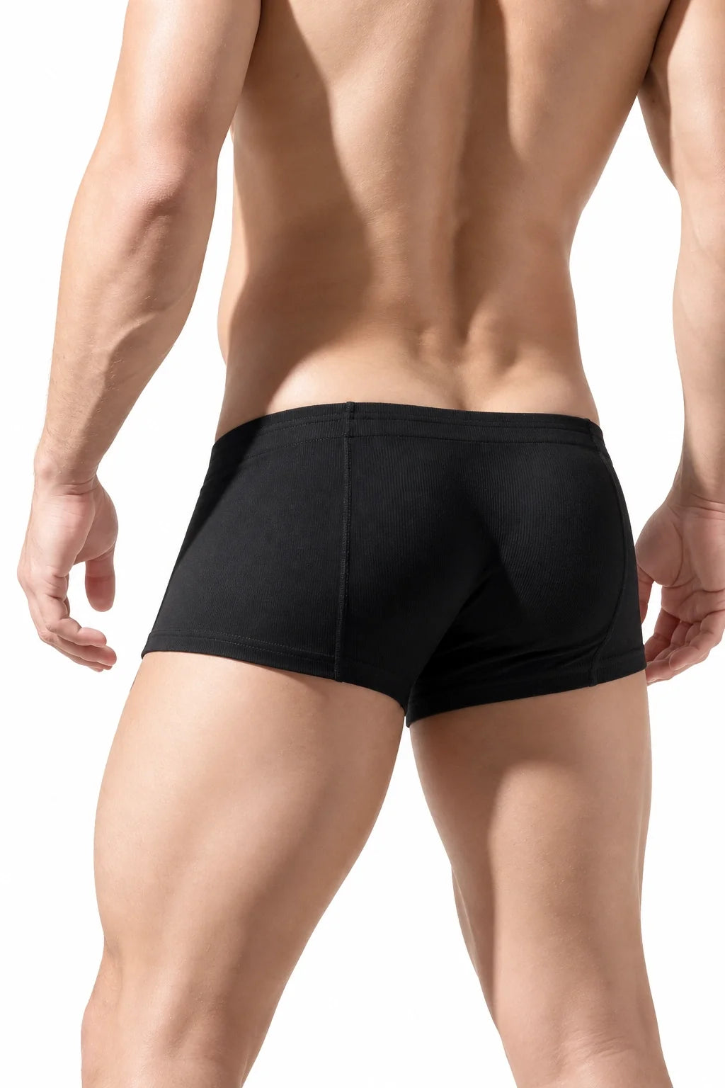 Men's Ribbed Boxer Briefs - Breathable Solid Color Underwear