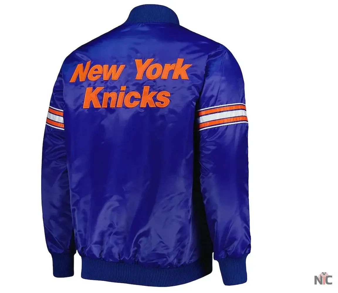 NY Knicks Pick & Roll Blue Satin Jacket
