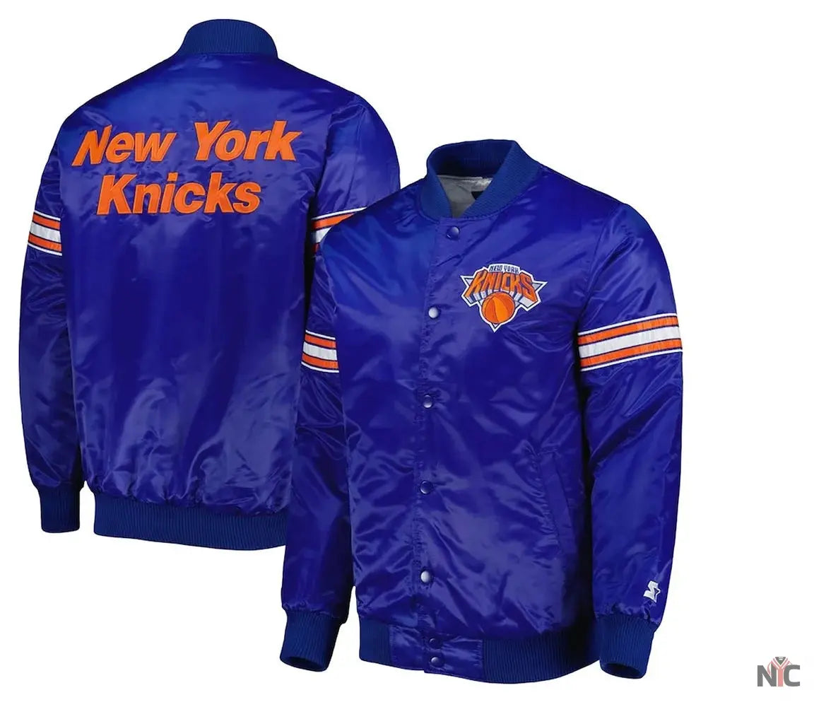NY Knicks Pick & Roll Blue Satin Jacket