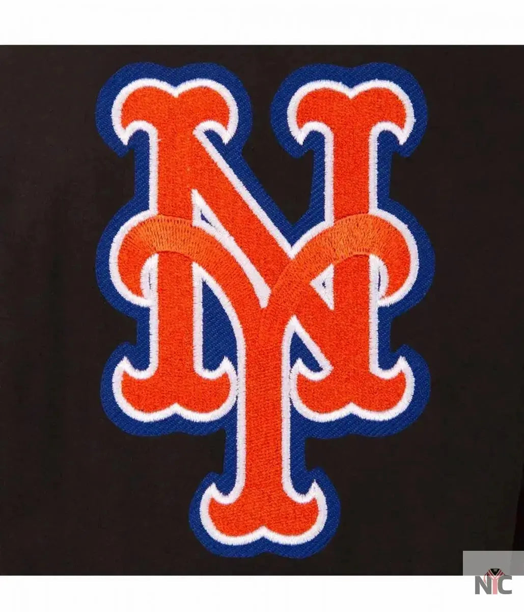 NY Mets Black Wool & Leather Jacket