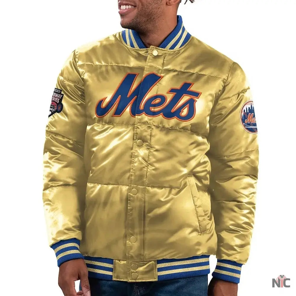 NY Mets Cooperstown Collection Bronx Puffer Satin Jacket