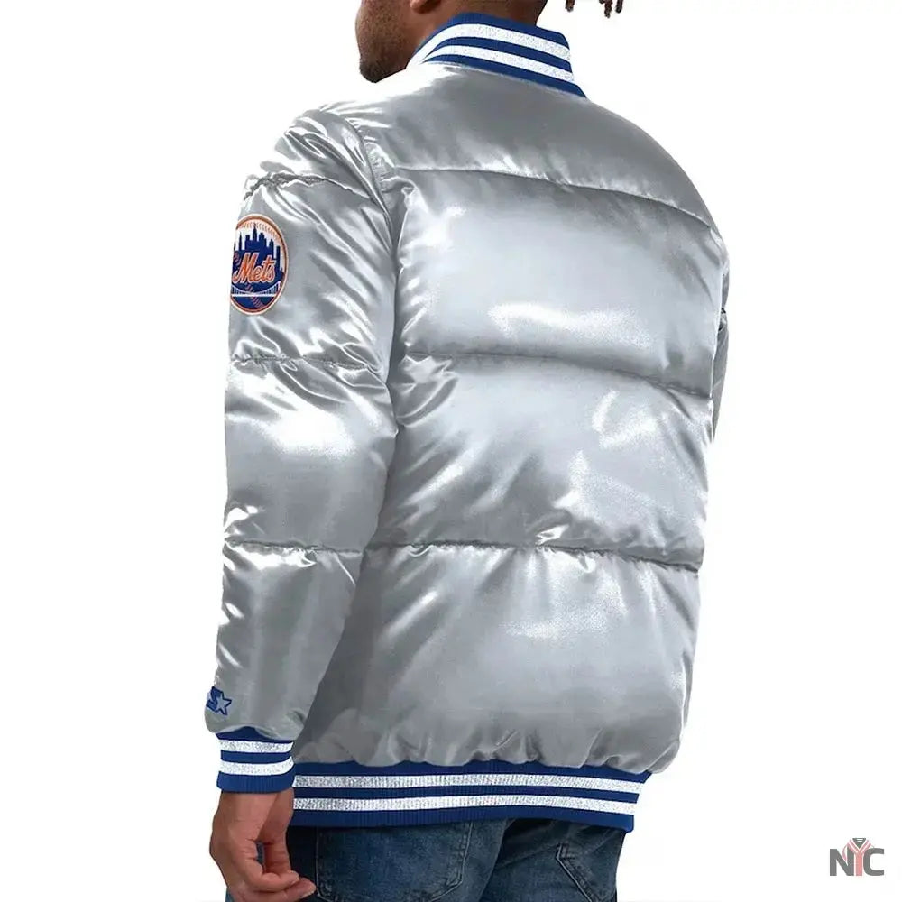 NY Mets Cooperstown Collection Bronx Puffer Satin Jacket