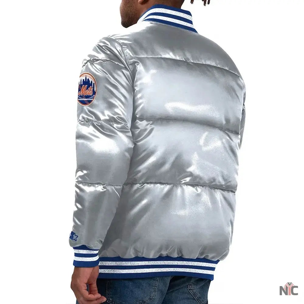 NY Mets Cooperstown Collection Bronx Puffer Satin Jacket