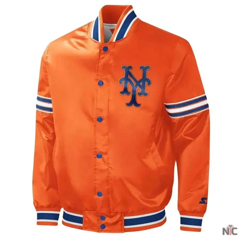 NY Mets Midfield Royal and Orange Satin Jacket