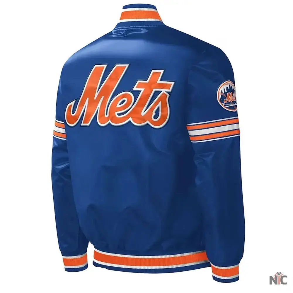 NY Mets Midfield Royal and Orange Satin Jacket